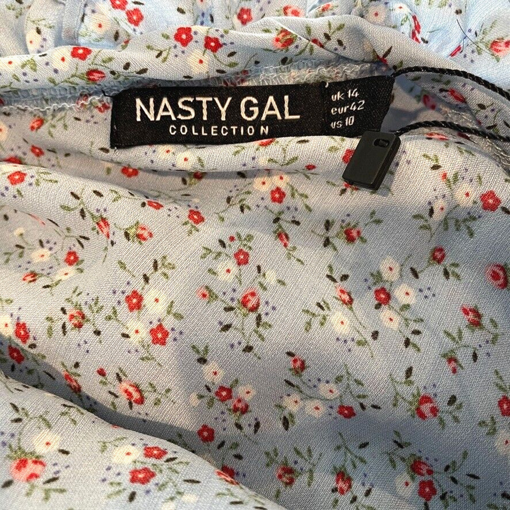 NWT Nasty Gal Women's Cold Shoulder floral ruffle dress Sz 10 Coquette Boho - Picture 7 of 10